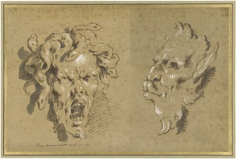 Hoofd van een gorgon en een sater Wall Art by Pietro Antonio III Novelli - High-Resolution Digital Print