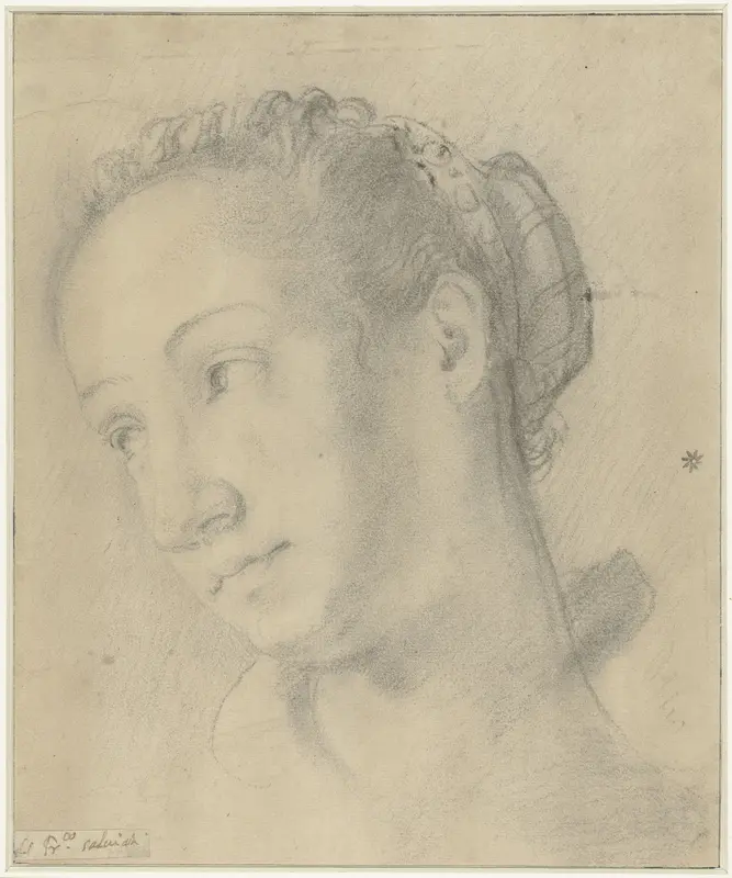 Hoofd van een jonge vrouw, driekwart naar links Wall Art by Francesco Salviati - High-Resolution Digital Print