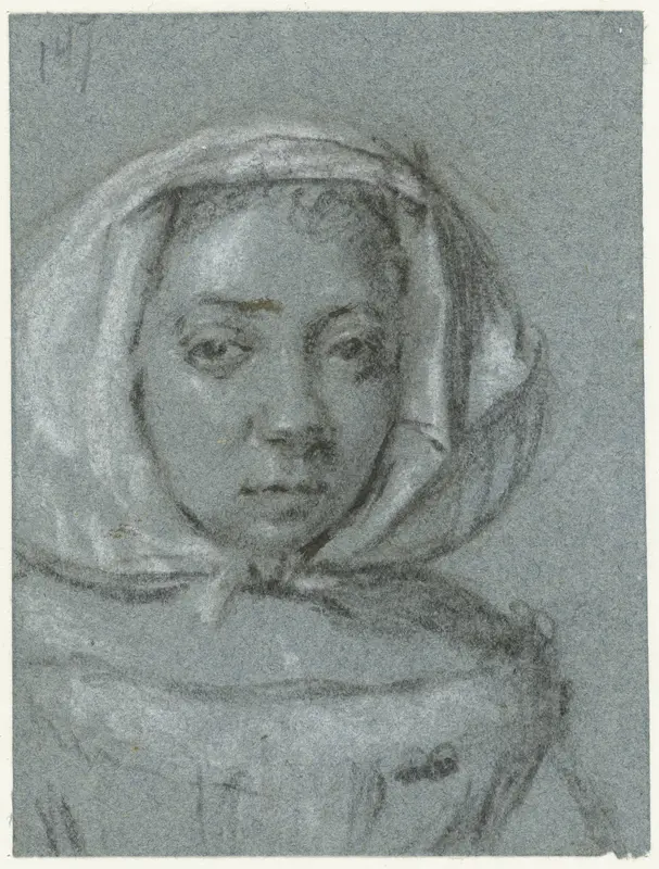 Hoofd van een jonge vrouw met een hoofddoek Wall Art by Moses ter Borch - High-Resolution Digital Print