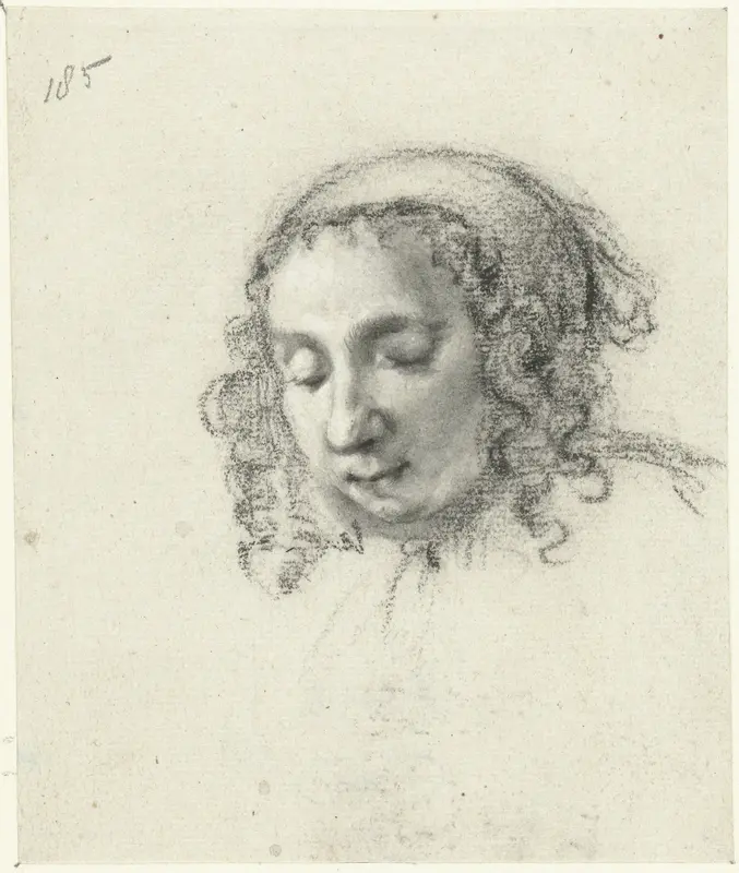 Hoofd van een jonge vrouw met krullend haar Wall Art by Moses ter Borch - High-Resolution Digital Print