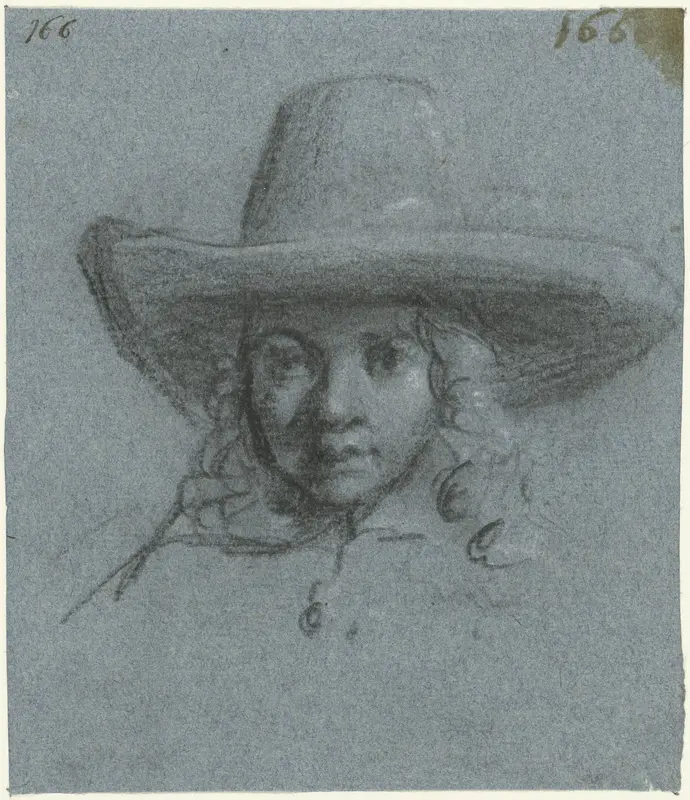 Hoofd van een jongen met een grote hoed op Wall Art by Moses ter Borch - High-Resolution Digital Print