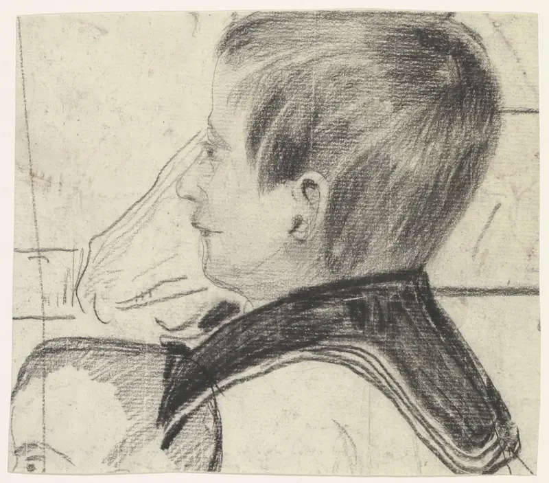 Hoofd van een jongen met een matrozenkraag, in profiel Wall Art by Carel Adolph Lion Cachet - High-Resolution Digital Print