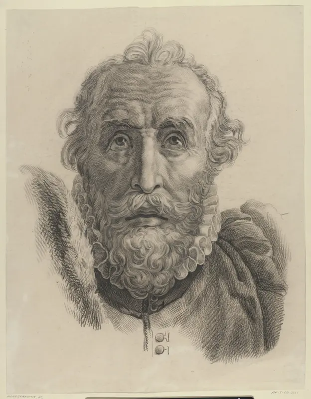 Hoofd van een man met baard, van voren Wall Art by Unknown - High-Resolution Digital Print