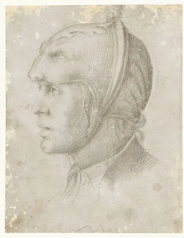 Hoofd van een man met helm Wall Art by anonymous - High-Resolution Digital Print