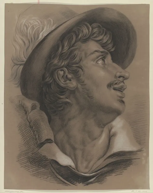 Hoofd van een man met hoed, naar rechts opziend Wall Art by Unknown - High-Resolution Digital Print