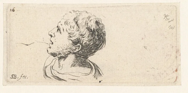 Hoofd van een man, naar links omhoog kijkend Wall Art by François Collignon - High-Resolution Digital Print