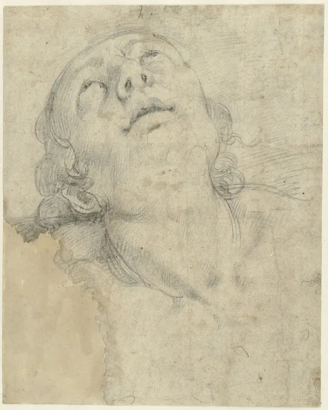 Hoofd van een opziende man Wall Art by Unknown - High-Resolution Digital Print