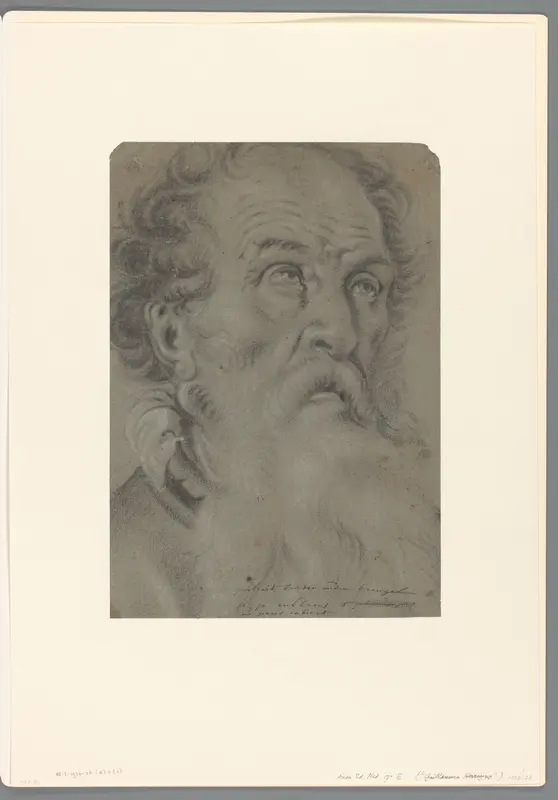 Hoofd van een oude man met baard, omhoog kijkend Wall Art by anonymous - High-Resolution Digital Print