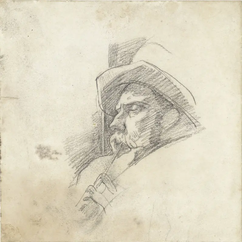 Hoofd van een oude man met hoed, naar links Wall Art by Jac van Looij - High-Resolution Digital Print