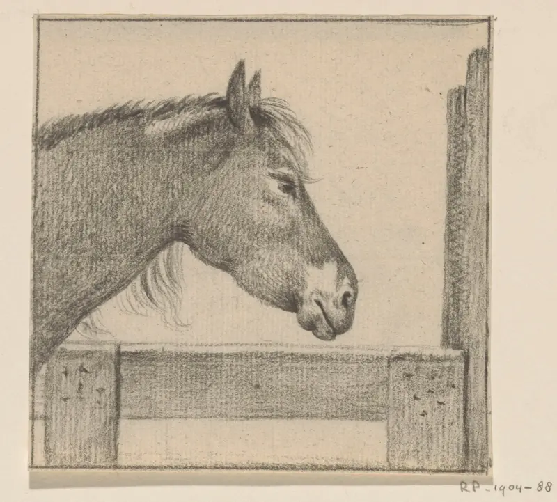 Hoofd van een paard bij een hek, naar rechts Wall Art by Jean Bernard - High-Resolution Digital Print