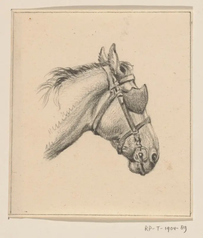 Hoofd van een paard met oogkleppen, naar rechts Wall Art by Jean Bernard - High-Resolution Digital Print