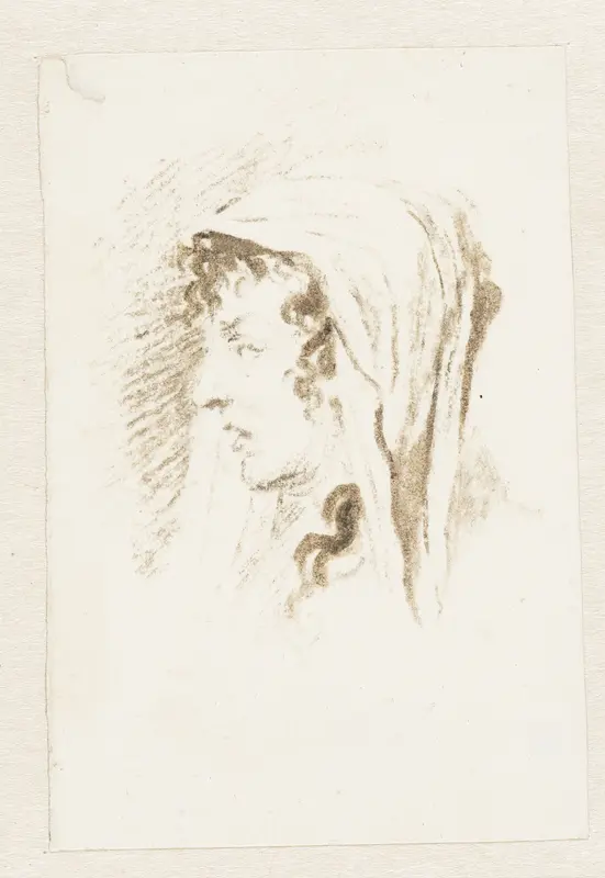 Hoofd van een vrouw, en profil naar links Wall Art by Pieter Bartholomeusz. Barbiers - High-Resolution Digital Print