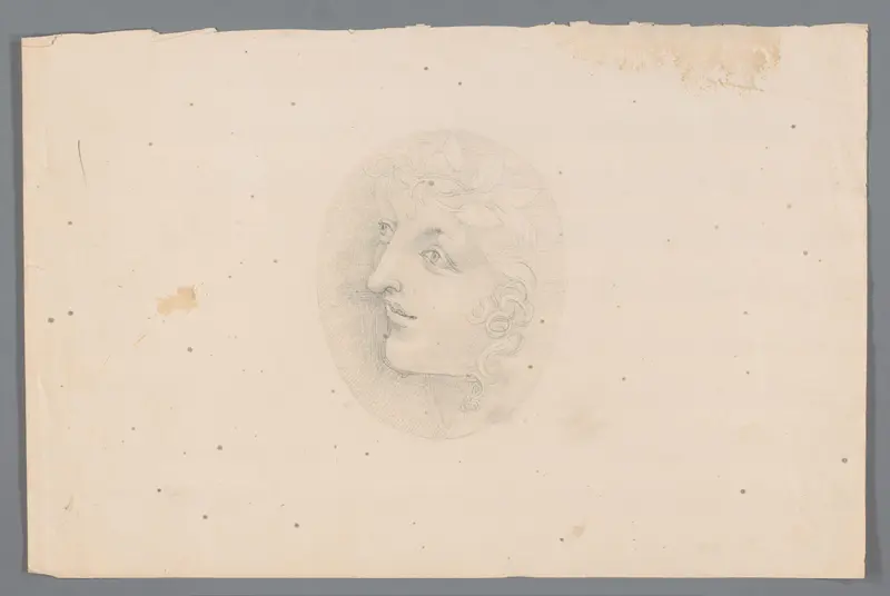 Hoofd van een vrouw in een ovaal Wall Art by anonymous - High-Resolution Digital Print