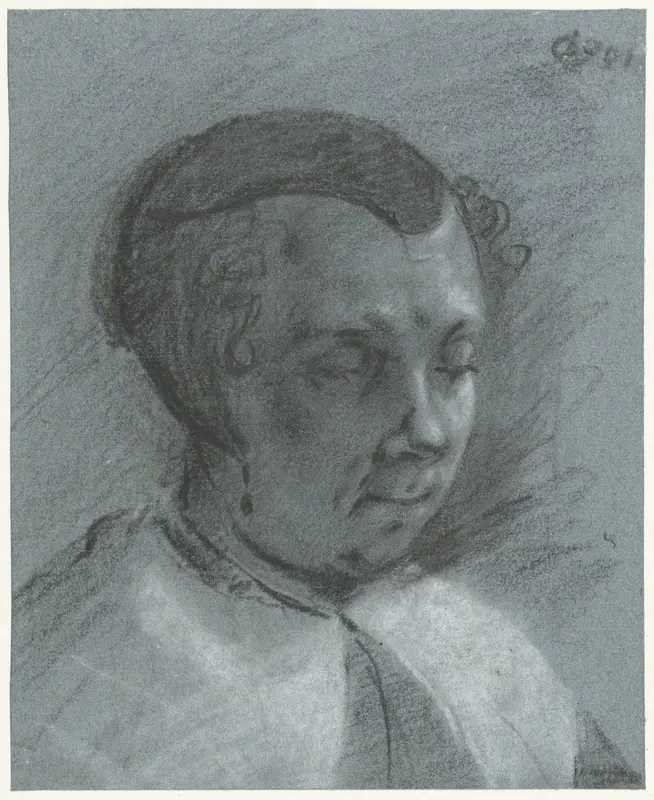 Hoofd van een vrouw met een zwart kapje op, naar rechts Wall Art by Moses ter Borch - High-Resolution Digital Print