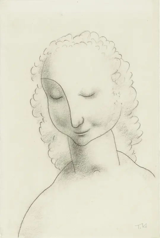 Hoofd van een vrouw met gesloten ogen Wall Art by Unknown - High-Resolution Digital Print