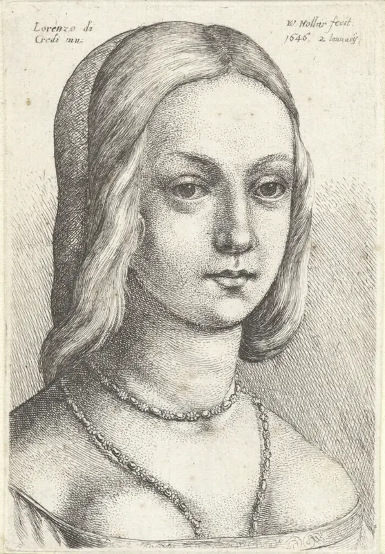Hoofd van een vrouw met het haar in een middenscheiding Wall Art by Unknown - High-Resolution Digital Print