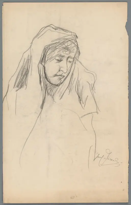 Hoofd van een vrouw met hoofddoek, mogelijk Michal Wall Art by Unknown - High-Resolution Digital Print