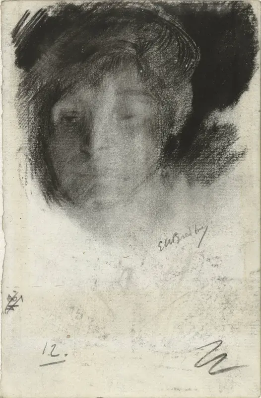 Hoofd van een vrouw, van voren Wall Art by George Hendrik Breitner - High-Resolution Digital Print