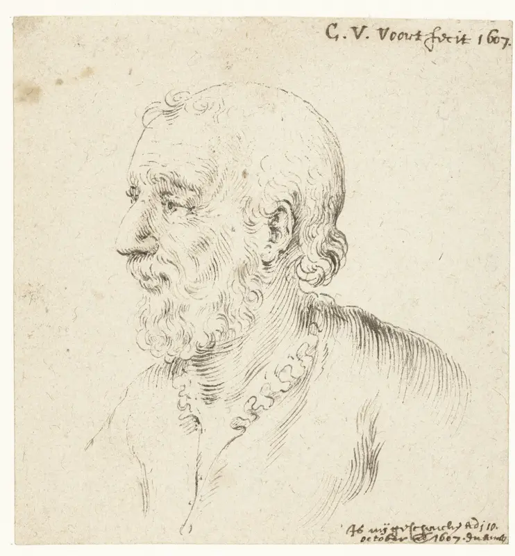 Hoofd van man met baard, in profiel naar links Wall Art by Cornelis van der Voort - High-Resolution Digital Print