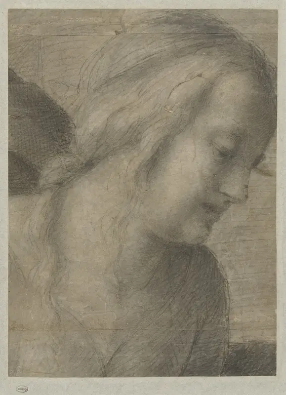 Hoofd van Maria, in een Aanbidding Wall Art by Andrea del Sarto - High-Resolution Digital Print