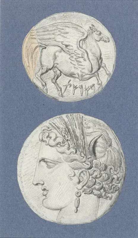 Hoofd van Persephone met dubbele aar in het haar, in profiel