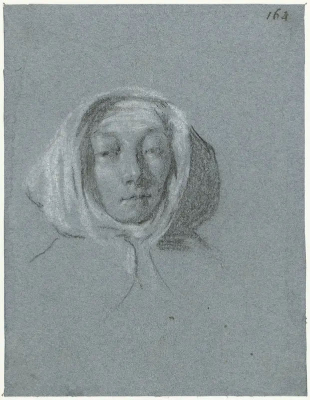 Hoofd van vrouw met hoofddoek, vooruit kijkend Wall Art by Moses ter Borch - High-Resolution Digital Print