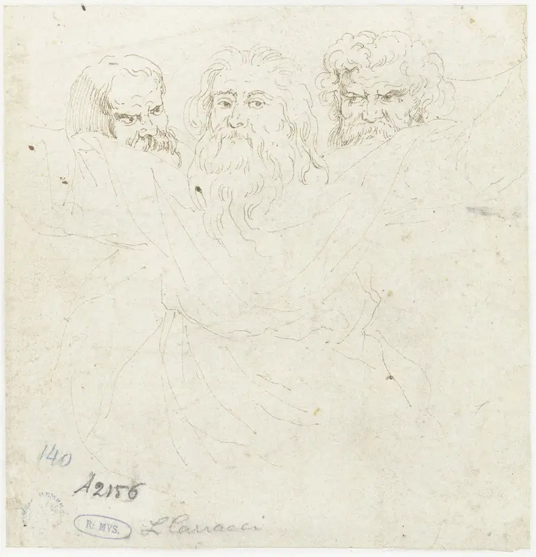 Hoofden van drie oudere mannen met baarden Wall Art by Unknown - High-Resolution Digital Print