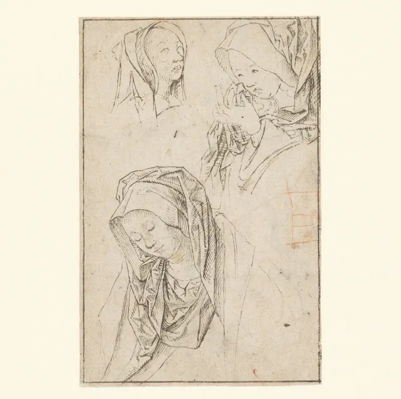 Hoofden van drie treurende vrouwen Wall Art by Jacob Cornelisz van Oostsanen - High-Resolution Digital Print
