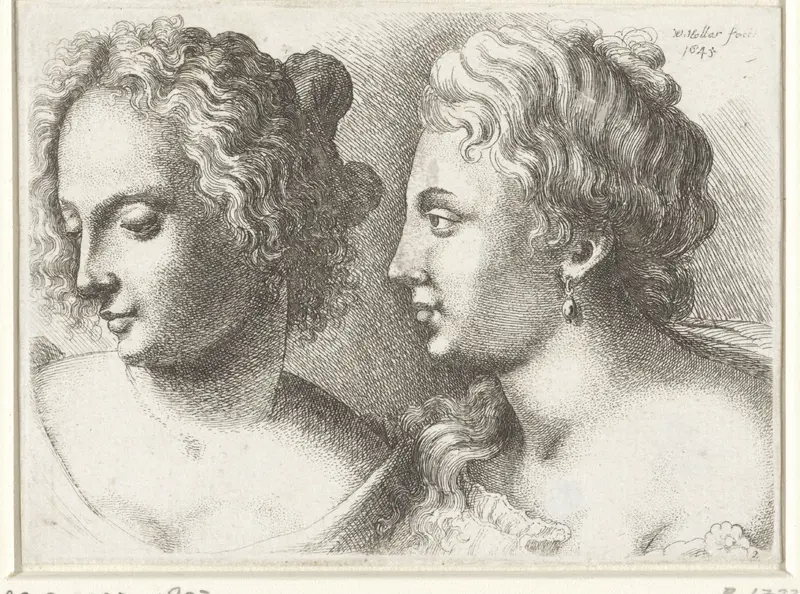 Hoofden van twee jonge vrouwen Wall Art by Unknown - High-Resolution Digital Print