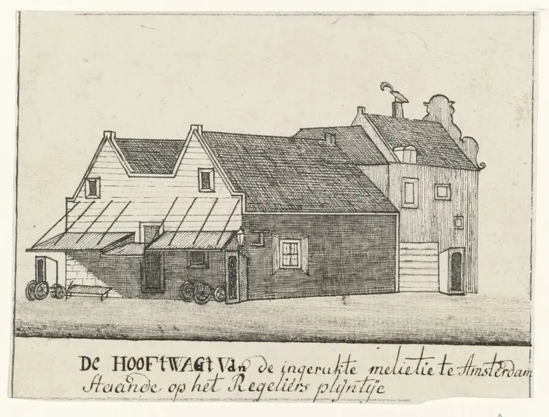 Hoofdwacht van de landsmilitie op de Botermarkt te Amsterdam, 1787 Wall Art by anonymous - High-Resolution Digital Print