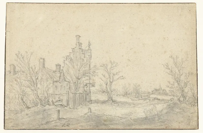 Hoog gebouw in een landschap Wall Art by Unknown - High-Resolution Digital Print