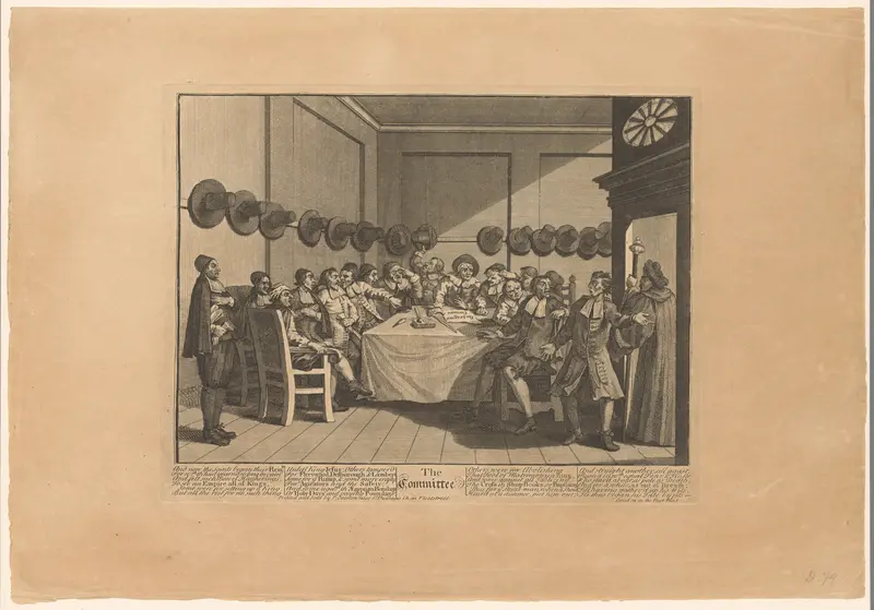 Hooggeplaatste mannen schrikken op Wall Art by William Hogarth - High-Resolution Digital Print