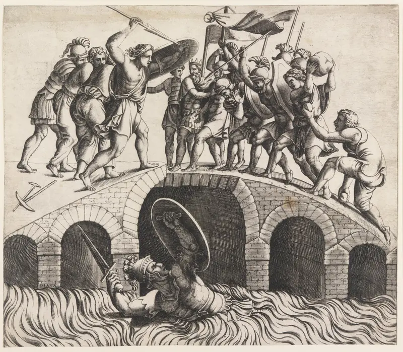 Horatio Coclès Saving Himself by Swimming Wall Art by Diana Scultori - High-Resolution Digital Print