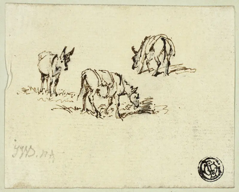 Horse and Mules Grazing Wall Art by James Ward - High-Resolution Digital Print