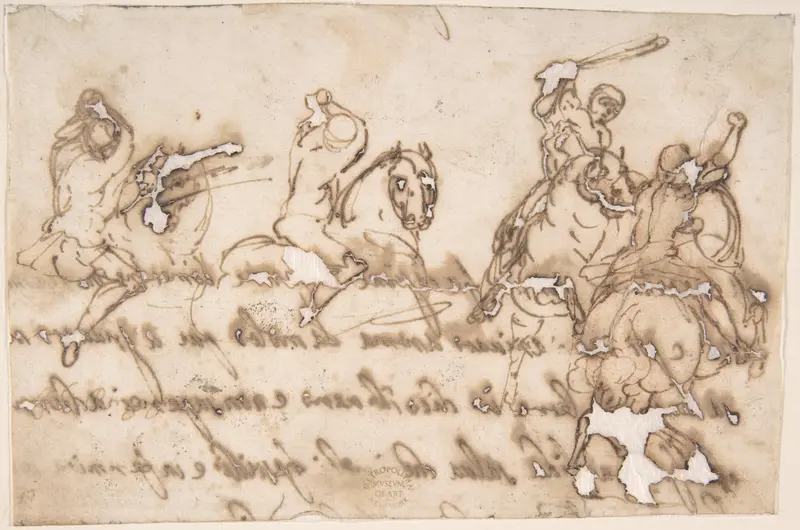 Horsemen Fighting Wall Art by Anonymous, Italian, Roman-Bolognese, 17th century - High-Resolution Digital Print