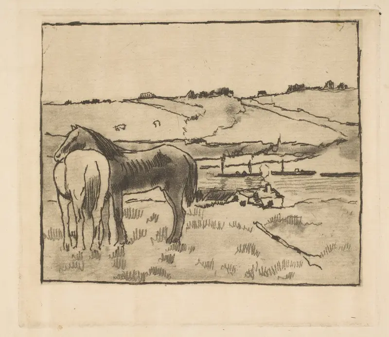 Horses in the Meadow Wall Art by Edgar Degas - High-Resolution Digital Print