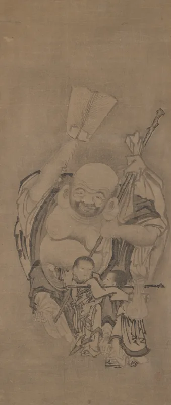Hotei with Daoist Immortals: Hotei Wall Art by Kyūseki Tomonobu - High-Resolution Digital Print
