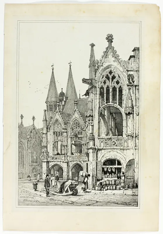 Hotel de Ville, Brunswick, from Facsimiles of Sketches made in Flanders and Germany