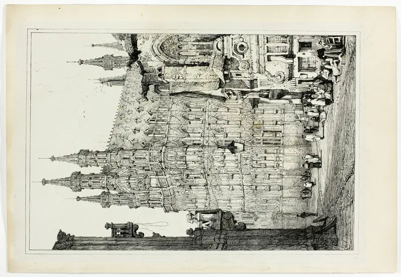 Hotel de Ville, Louvain, from Facsimiles of Sketches made in Flanders and Germany