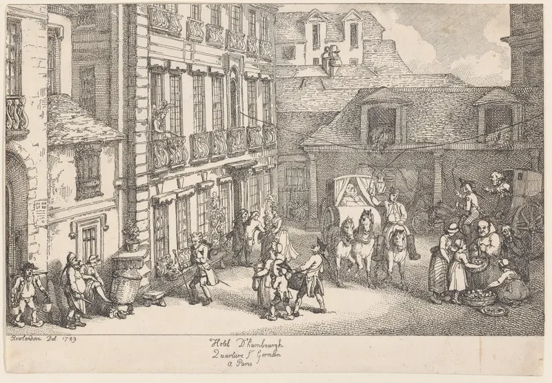 Hotel d'Hambourgh, Quartiere St. Germain a Paris Wall Art by Thomas Rowlandson - High-Resolution Digital Print