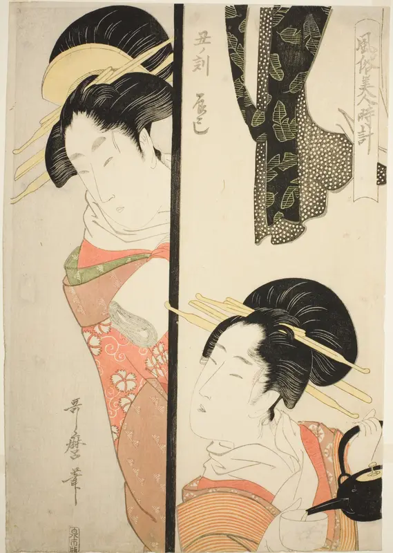 Hour of the Ox (Ushi no koku) Fukagawa Pleasure Quarter (Tatsumi), from the series "Customs of Beauties Around the Clock (Fuzoku bijin tokei)"