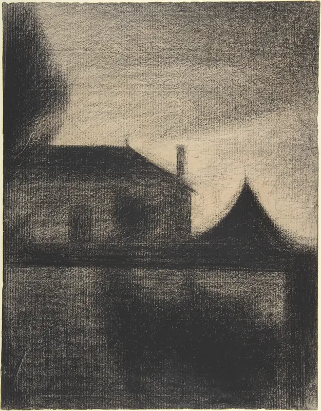 House at Dusk (La Cité) Wall Art by Georges Seurat - High-Resolution Digital Print