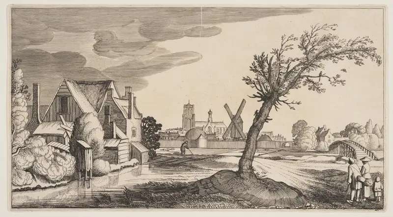 House on a Pond Outside a Town, from Landscapes (Playsante Lantschappen)
