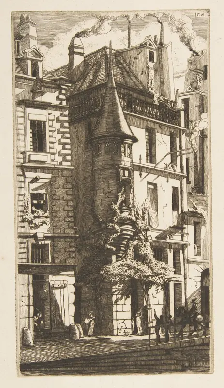 House with a Turret, rue de la Tixéranderie, Paris Wall Art by Edmond Gosselin - High-Resolution Digital Print