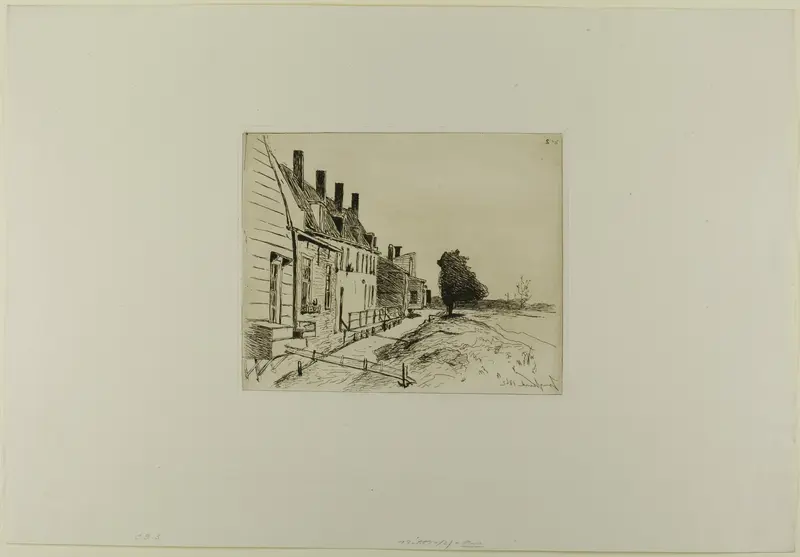 Houses Along the Canal, from Cahier de six eaux-fortes, vues de Hollande Wall Art by Johan Barthold Jongkind - High-Resolution Digital Print