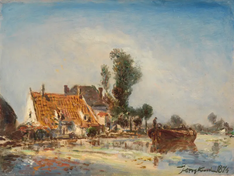 Houses on a Waterway near Crooswijk Wall Art by Unknown - High-Resolution Digital Print