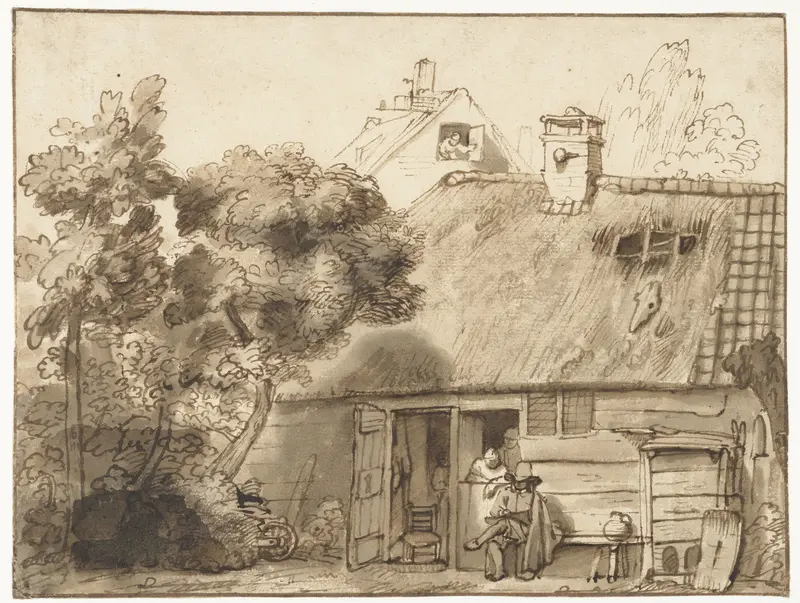 Houten huis en tekenaar Wall Art by Abraham Furnerius - High-Resolution Digital Print