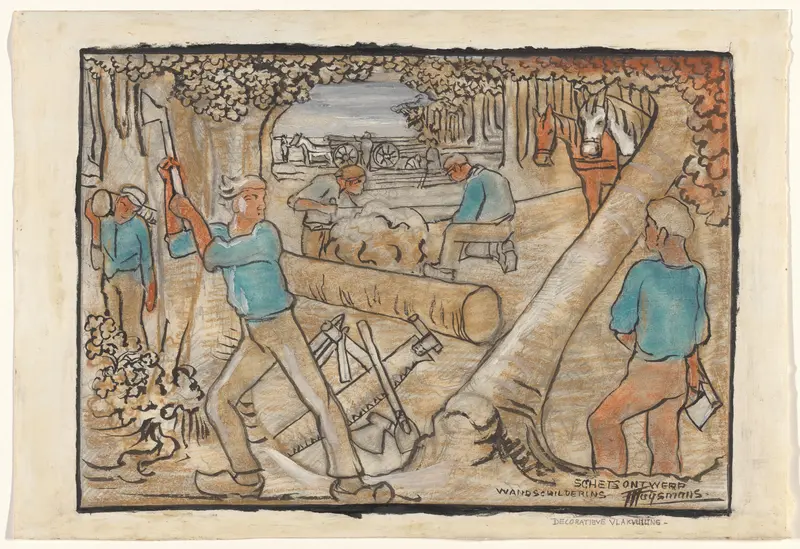 Houthakkers in het bos Wall Art by Frans Huysmans - High-Resolution Digital Print