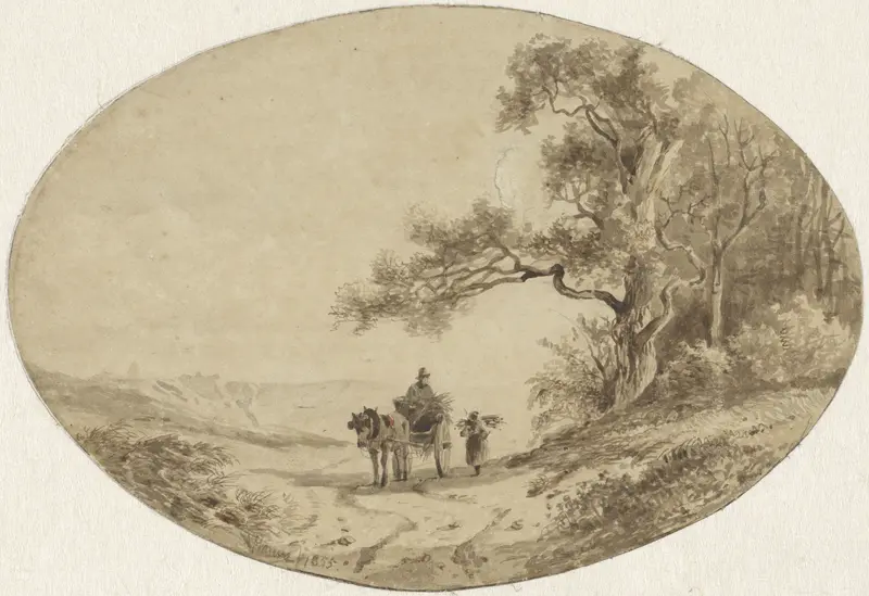 Houtsprokkelaar bij paard en wagen op weg Wall Art by Anton Mauve - High-Resolution Digital Print