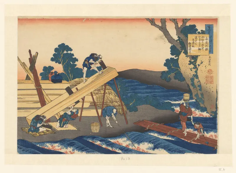 Houtzagerij in de bocht van een rivier Wall Art by Unknown - High-Resolution Digital Print